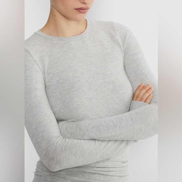 Aritzia Matching Set Destination Longsleeve Recharge Pant Heather Light Grey - Picture 4 of 15